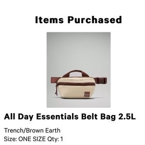NWOT Lululemon 2.5L Beige/brown belt bag